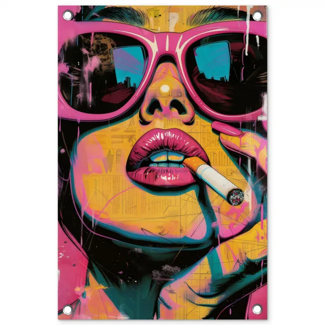 Portret - Vrouw - Abstract - Zonnebril tuinposter los doek klein -3d