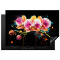 Orchidee - Graffiti - Kleurrijk - Bloemen - Abstract Inductie beschermer vinyl 3mm klein -3d