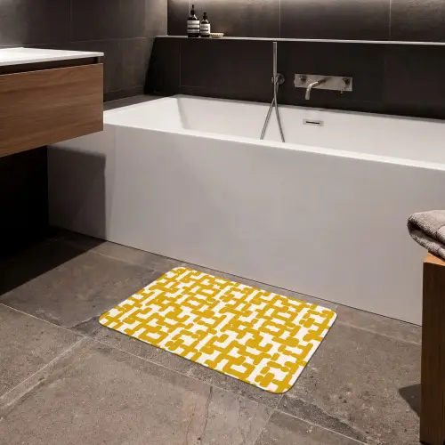 Geel - Beige - Patroon Badmat klein 997 -sfeer3