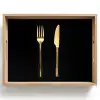 Bestek - Goud - Mes - Vork Dienblad Rechthoek middel -z3d_shopping