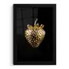 Aardbei - Goud - Zwart - Chrome fotolijst zwart zonder passe partout klein -3d