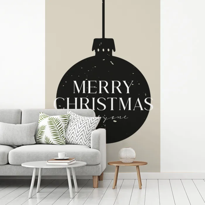 Kerstballen - Japandi - Christmas - Zwarte kerstballen fotobehang vinyl groot -woonkamer