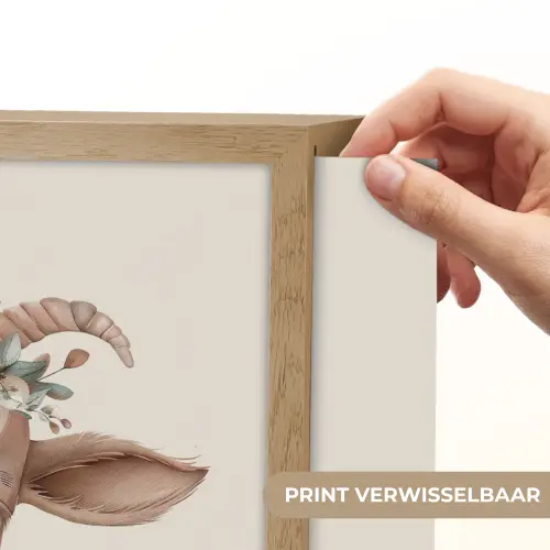 Geit - Dier - Bohemian - Bloemen - Boho Light Box met batterij (Wandlamp kind) middel -USP_websiteprintNL