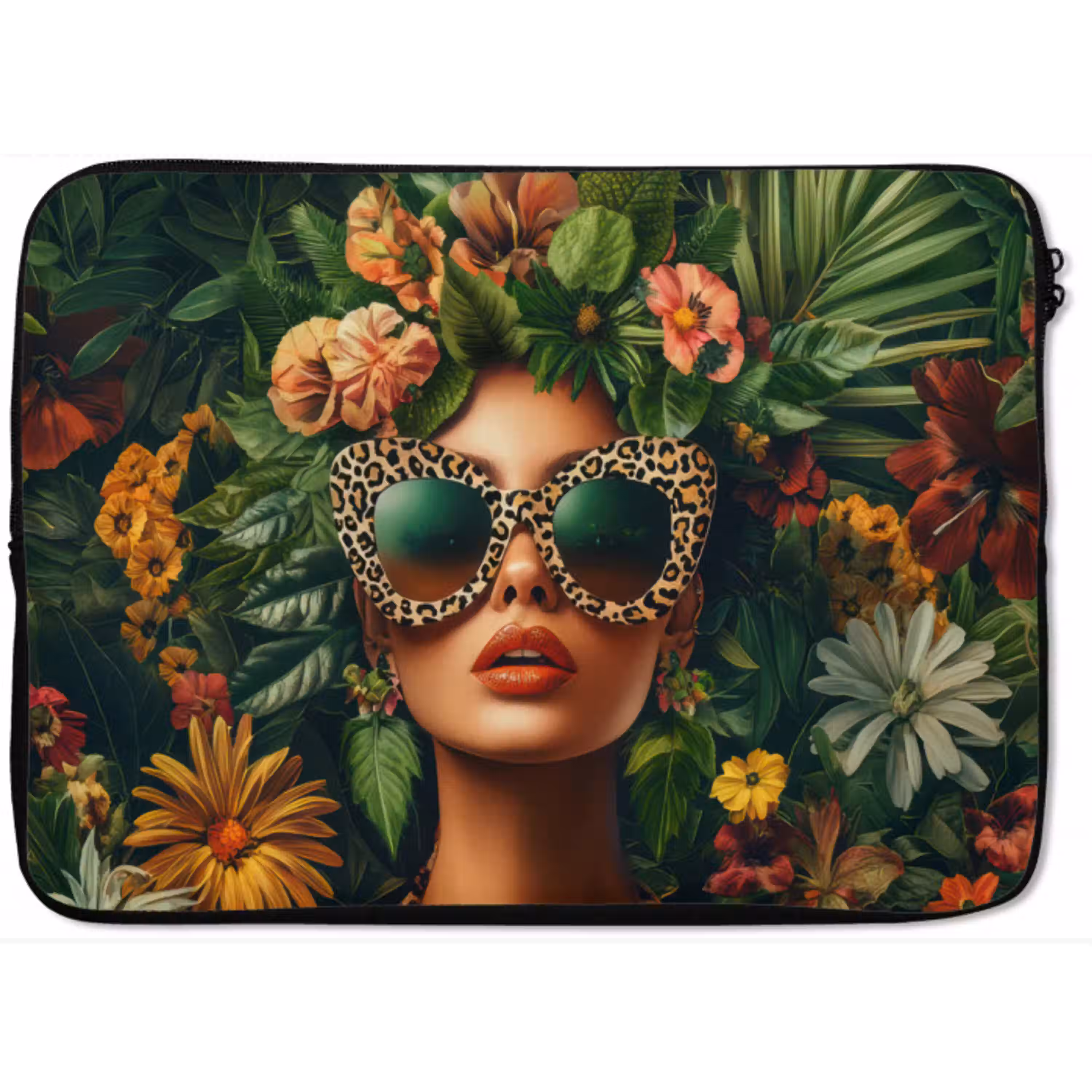 Vrouw - Panterprint - Jungle - Natuur - Luxe laptophoes neopreen klein -zkaufland3dotto