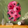 Bloemen - Verf - Roze Wandcirkel Ovaal Glas middel -sfeer2