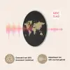 Wereldkaart - Beige - Zwart Akoestische PET Vilt - Rond klein -USP_NL