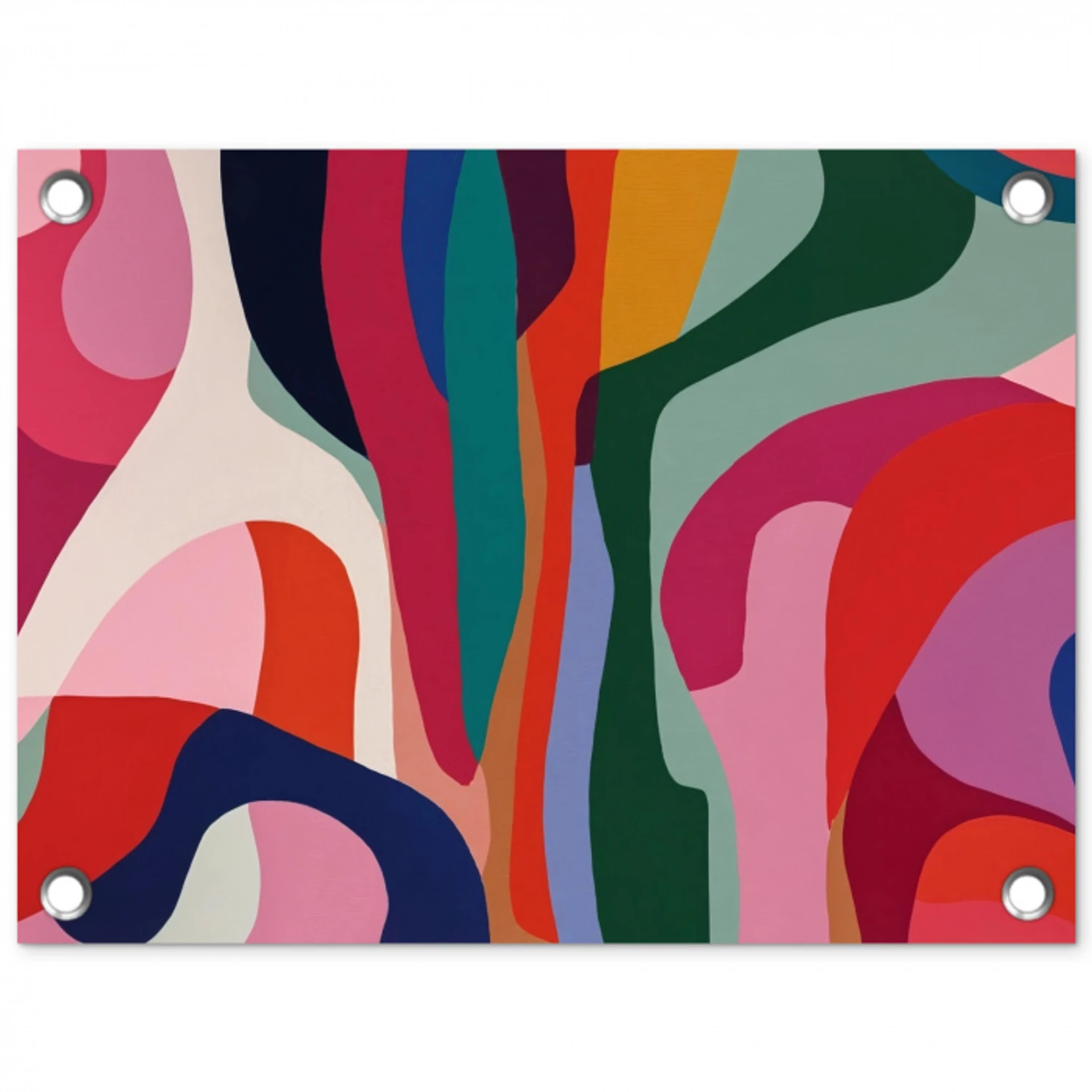 Vormen - Bochten - Kleurrijk - Abstract tuinposter los doek klein -3d