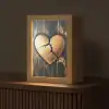 Gebroken hart - Goud - Houtlook - Liefde Light Box met kabel (Tafellamp) klein -z3d_website