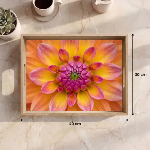 Dahlia - Bloem - Oranje Dienblad Rechthoek middel -USP_Formaat