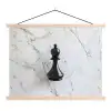Schaakstuk - Loper - Zwart - Marmer textielposter latten blank klein -3d
