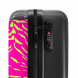 Felroze tijgerprint met limoengroene strepen NBS - Handbagage koffer - Volwassenen Unisex middel -slot
