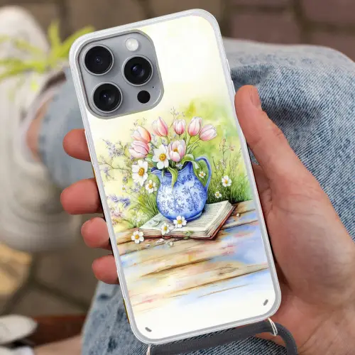 Vaas - Delftsblauw - Madeliefjes Hoesje iPhone 16 Pro Max met koord klein -sfeer3