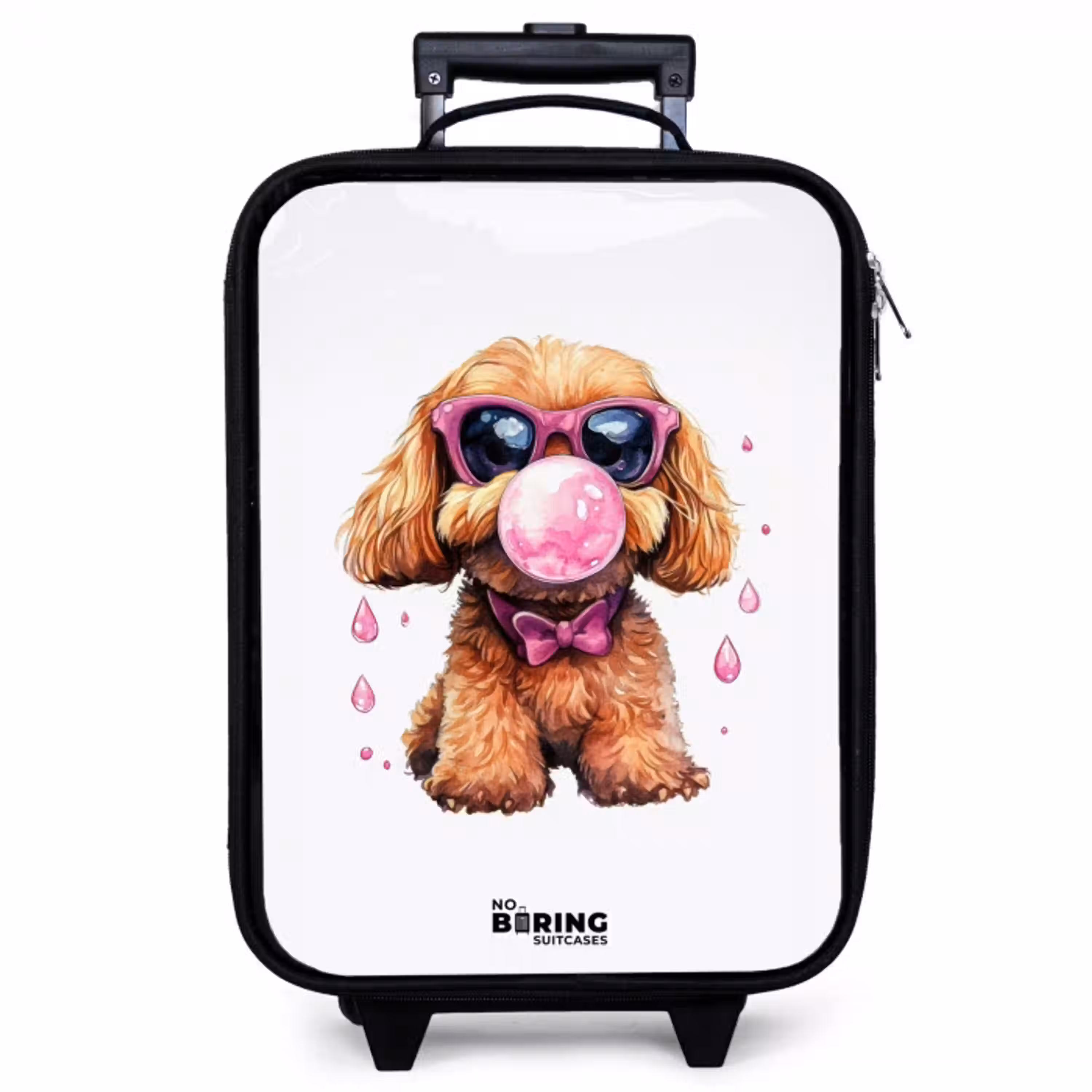 Bruine hond met roze bril en kauwgombal Kinderkoffer - Zwart klein -zzz_website3d