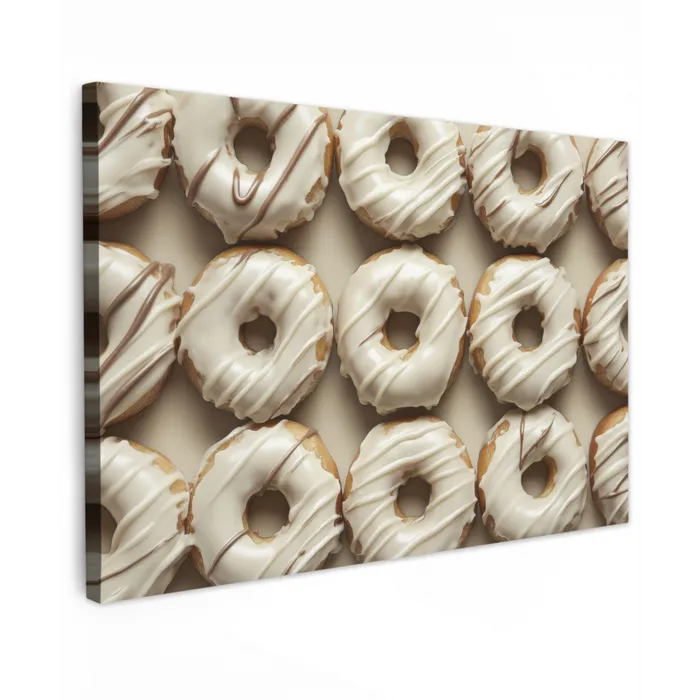 Donuts - Chocolade - Wit - Beige Tuinposter op houten frame 2 cm dik klein -3d