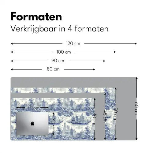Huizen - Bomen - Water - Vogels - Blauw Muismat XXL klein 681 -sfeer5