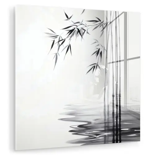Bamboestammen - Water - Minimalistisch - Wit plexiglas 5mm klein -zzzproduct_nieuw
