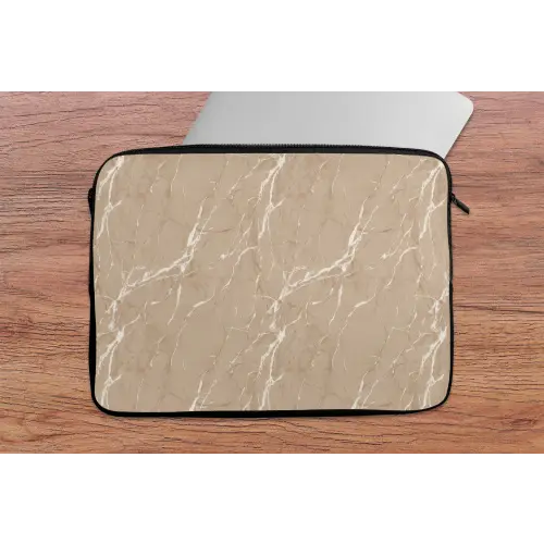 Beige - Marmer - Organisch - Wit laptophoes neopreen klein 279 -tafel