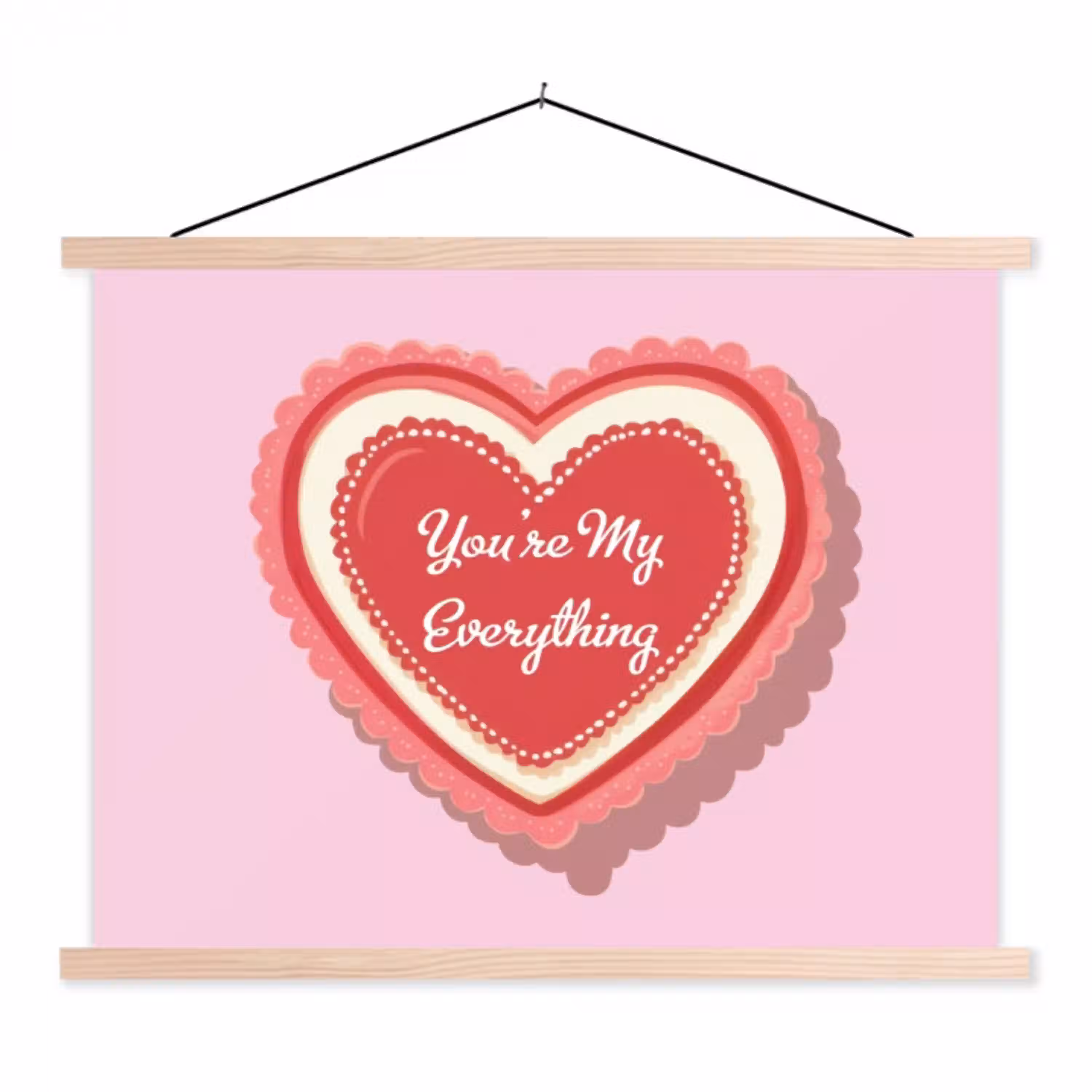 Liefde - Hart - Valentijn textielposter latten blank klein -3d