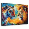 Dieren - Kunst - Leeuw - Tijger Textielframe zwart klein -3d