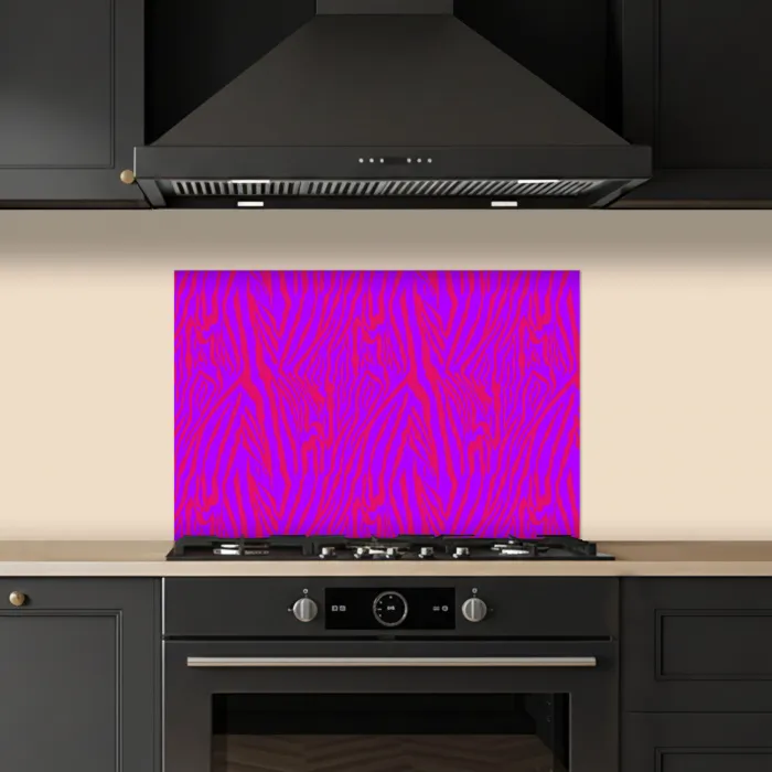 Zebra - Neon - Roze - Paars keuken achterwand spatscherm klein 900 -sfeer1