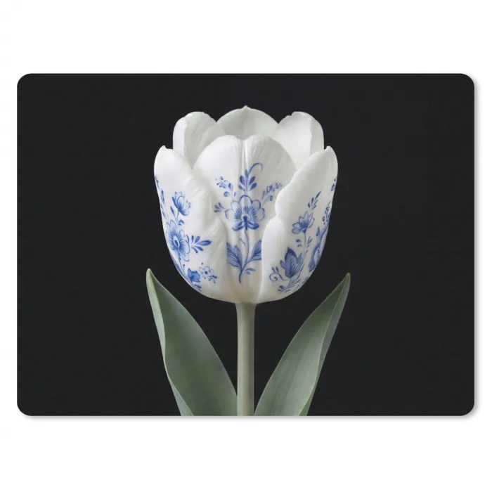 Tulp - Patroon - Blauw muismat rubber klein -3d