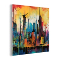 Neon Skyline - Graffiti - Kleurrijk - Gebouwen plexiglas 5mm klein -z3d