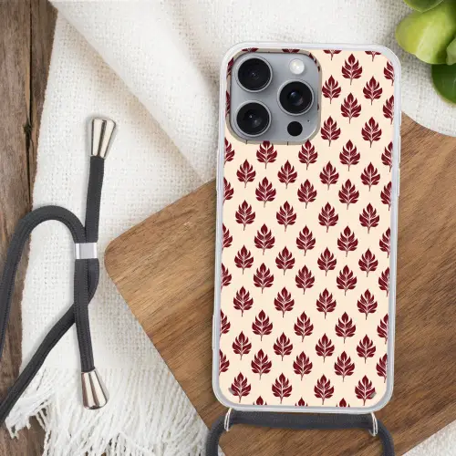 Botanisch - Patroon - Bordeaux Hoesje iPhone 16 Pro Max met koord klein 804 -sfeer4