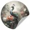 Pauw - Pauwenveren - Vogel - Jungle - Bloemen Wandcirkel behangsticker klein -3d
