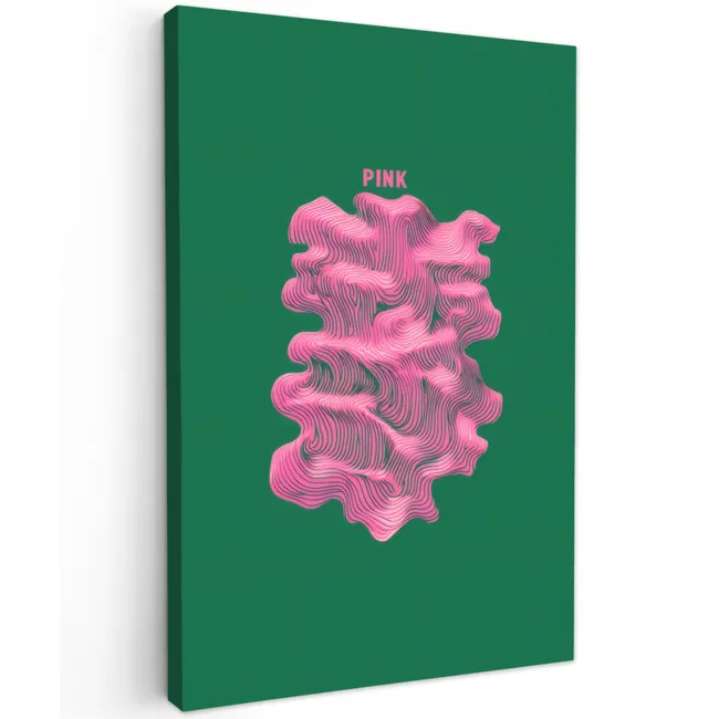 Abstract - Pink - Lijnen - Groen Tuinposter op houten frame 2 cm dik klein -3d