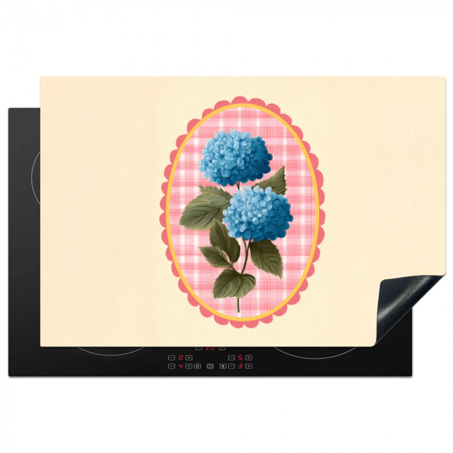 Bloemen - Blauw - Lijst - Bladeren Inductie beschermer vinyl 3mm klein -3d