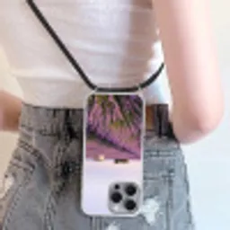 Lavendel - Landschap - Sereen - Paars Hoesje iPhone 16 Pro Max met koord klein -sfeer5