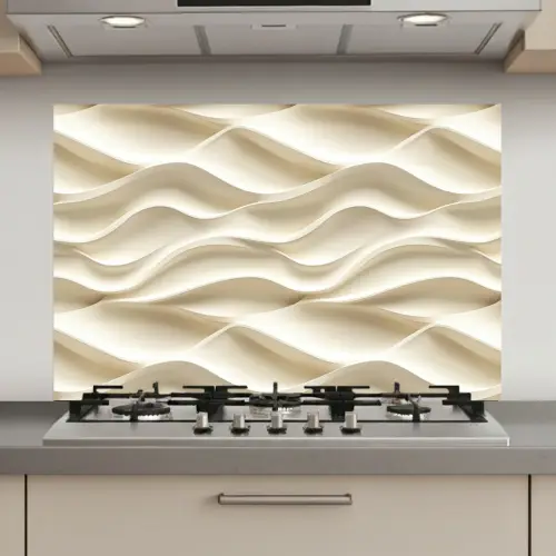 Lijnen - Golvend - Crème keuken achterwand spatscherm klein 900 -3d_website