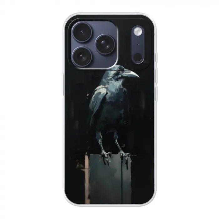 Raaf - Vogels - Zwart Telefoonhoesje iPhone 17 Pro klein -3d