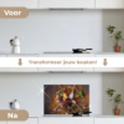 Specerijen - Kruiden - Lepels - Zout - Bruin - Keuken keuken achterwand spatscherm klein -voor_na_NL