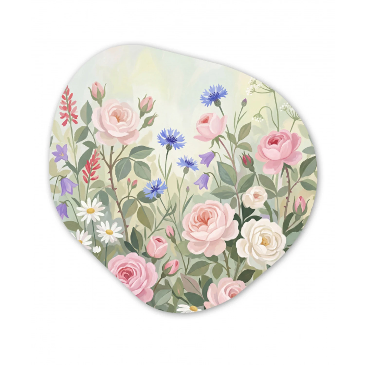 Bloemen - Tuin - Natuur - Kleurrijk Wandcirkel Organisch Aluminium middel -3d