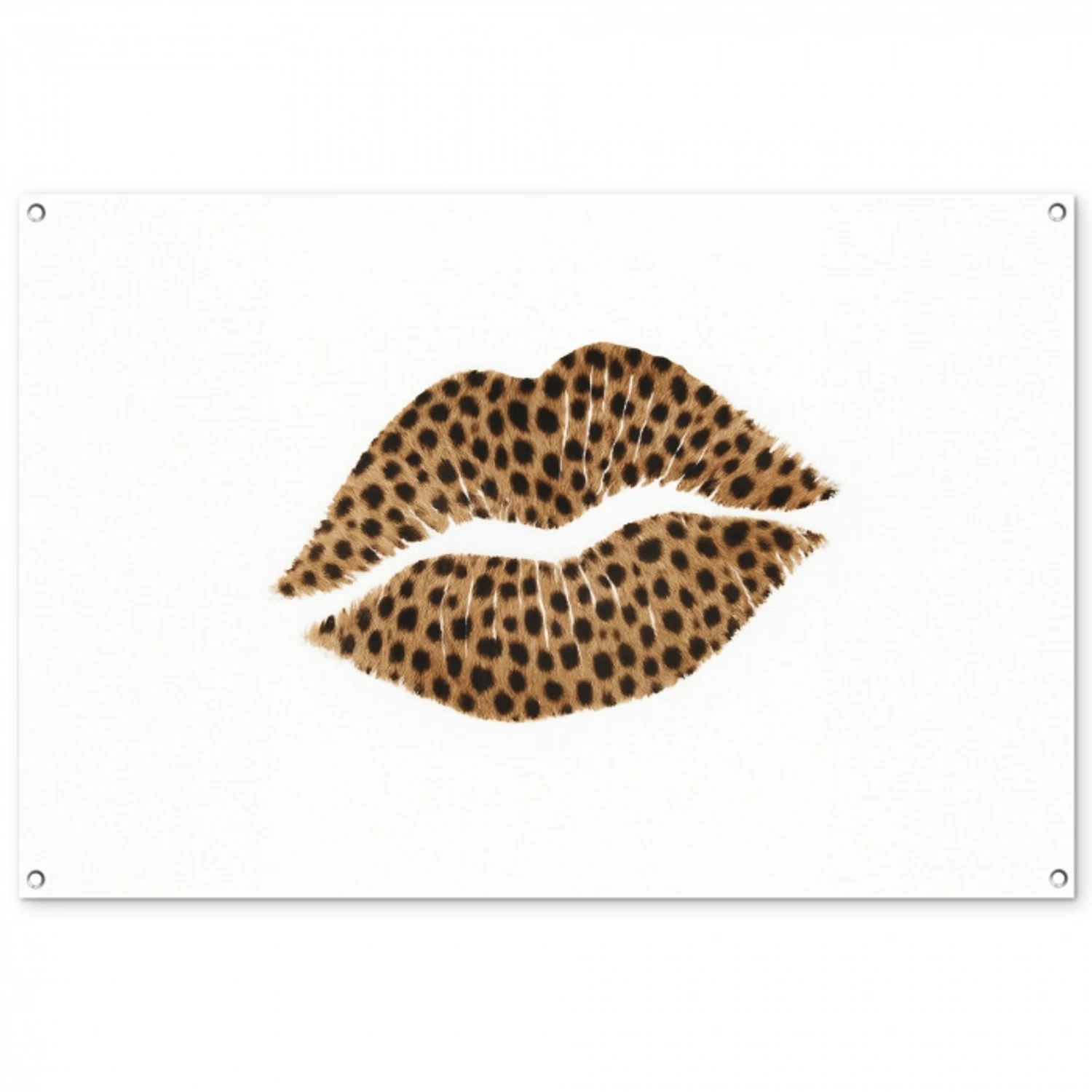 Lip - Panterprint - Minimalistisch - Wit tuinposter los doek groot -3d