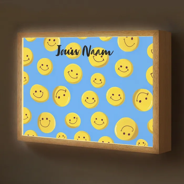Smileys - Geel - Blauw Light Box met batterij (Wandlamp kind) middel -z3d_website