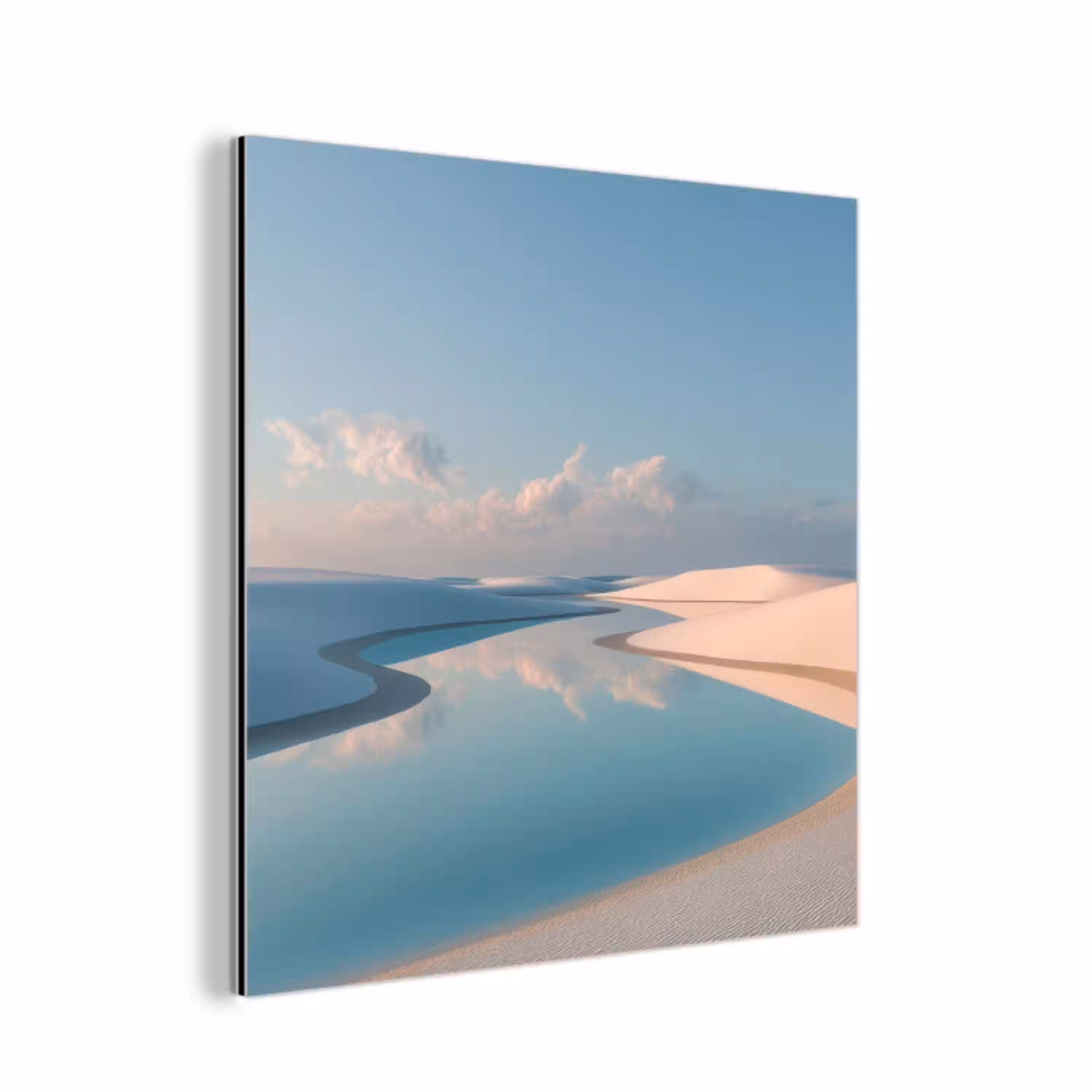 Duinen - Waterplas - Oneindige rust aluminium wit klein -3d