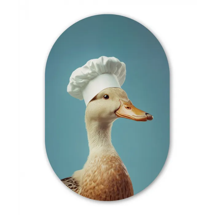 Eend - Koksmuts - Cute - Vogel Wandcirkel Ovaal Glas middel -3d