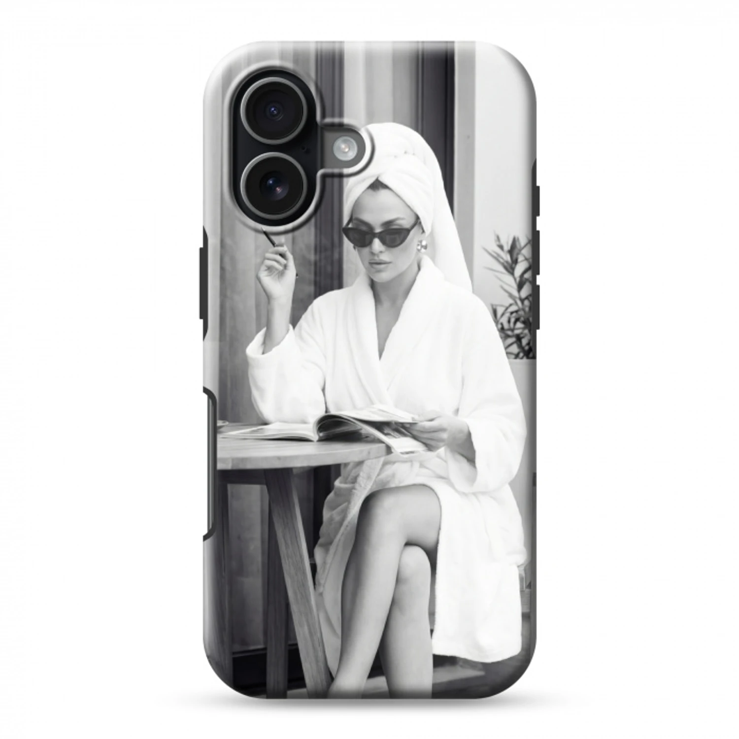 Modern - Vrouw - Zwart - Wit Toughcase MagSafe Apple iPhone 17 klein -3d