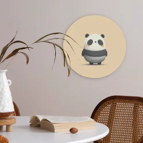 Panda - Beige - Minimalistisch Akoestische PET Vilt - Rond klein -sfeer3
