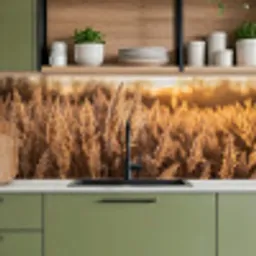 Rietpluimen - Gras - Zonsondergang - Goud - Serene keuken achterwand 2 middel -sfeer3