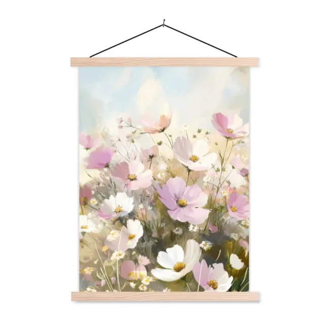 Hanging Poster - Field of flowers - Light shades - Painted