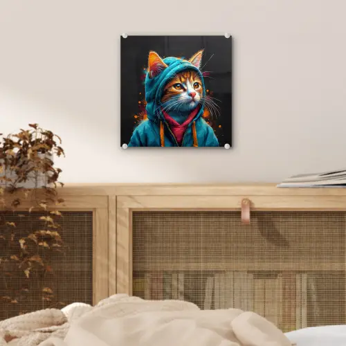 Graffiti - Kat - Zwart - Jas plexiglas 5mm klein -sfeer4