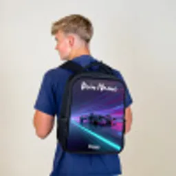 Lichtstralen - Neon - Racewagen - Paars Rugzak - Zwart middel -sfeer8