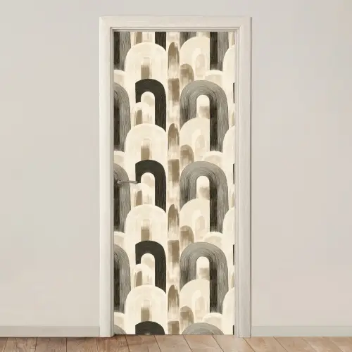 Abstract - Patroon - Bogen deurposter klein 289 -3d_beige