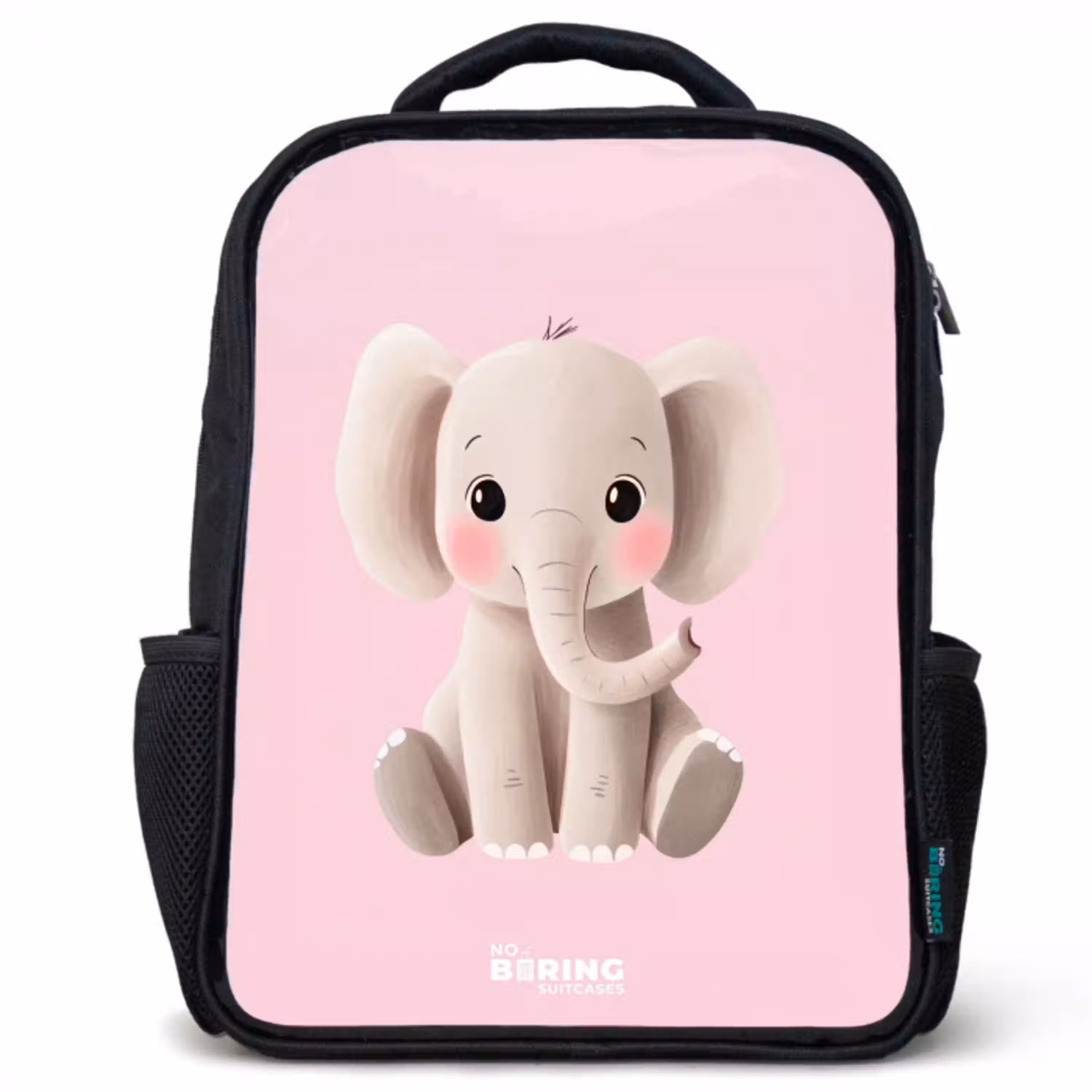 Olifant - Baby - Blosjes - Illustratie Rugzak - Zwart middel -3d