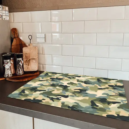 Woestijncamouflage - Zandkleurig - Groen - Patroon Inductie beschermer vinyl 3mm klein 276 -sfeer3