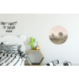 Heuvellandschap - Bomen - Natuur - Groen Wandcirkel aluminium klein -kinderkamer