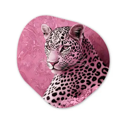 Panter - Luxe - Roze Wandcirkel Organisch Plexiglas middel -3d